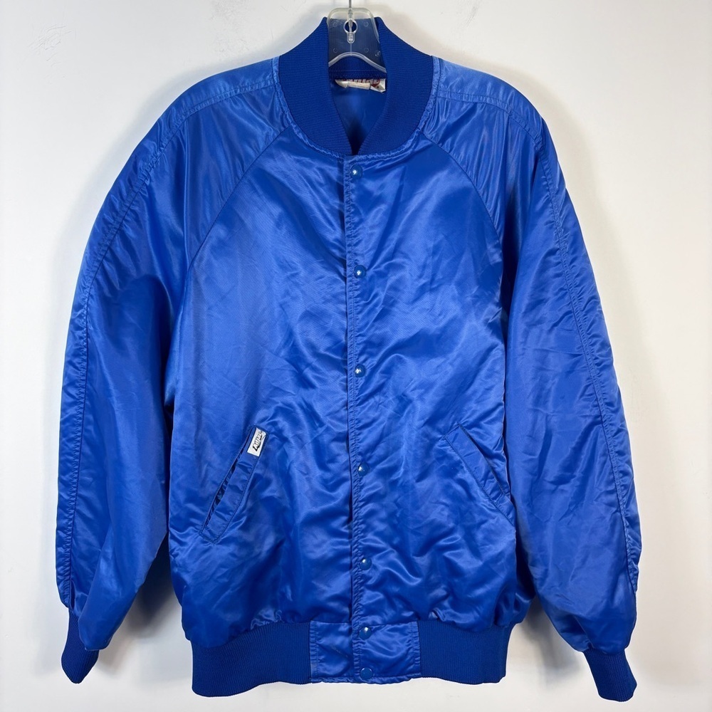 ❤️ Vintage StyleAujab Sportswear Blue Satin Bomber Men Jacket XXL